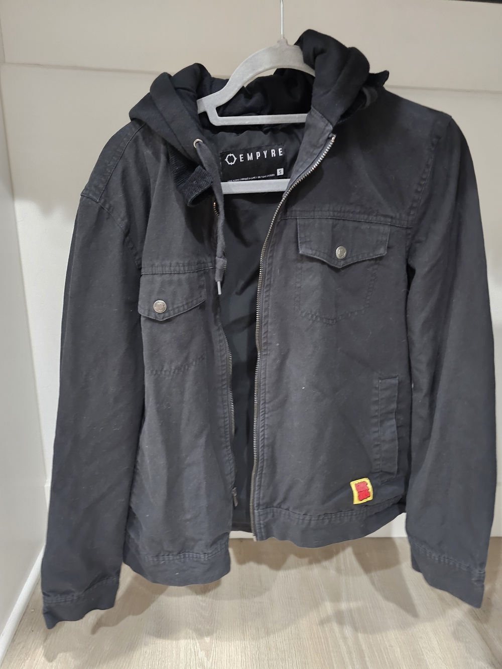 Empyre Black Hooded Shirt Jacket with Zip